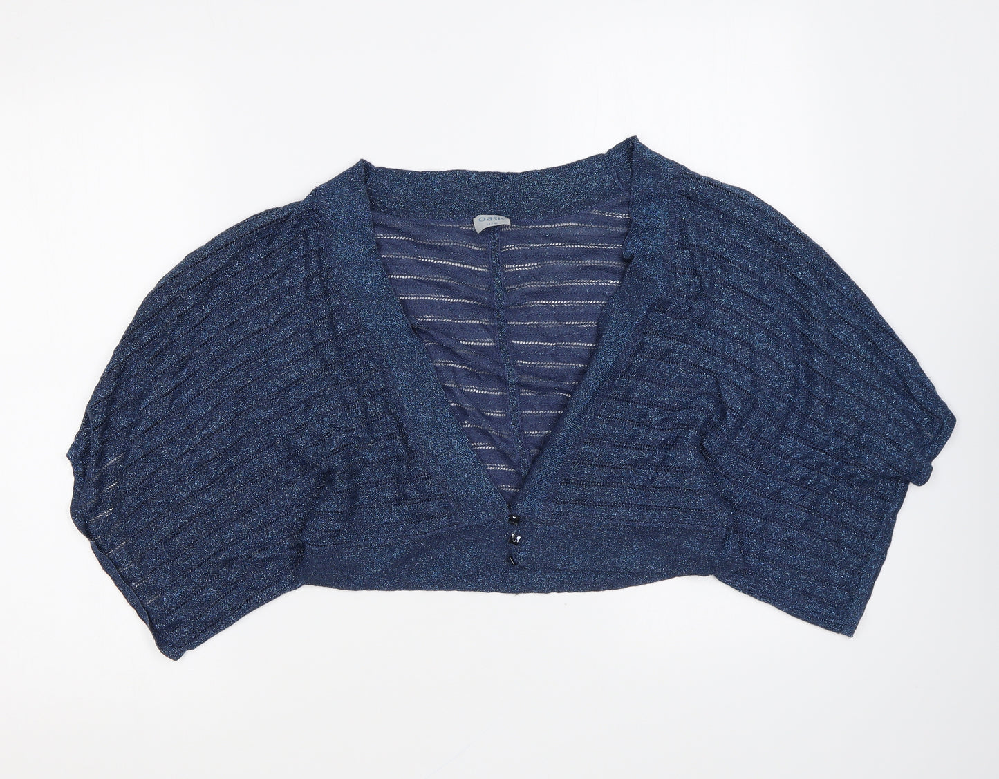 Oasis Womens Blue V-Neck Polyester Cardigan Jumper Size 14