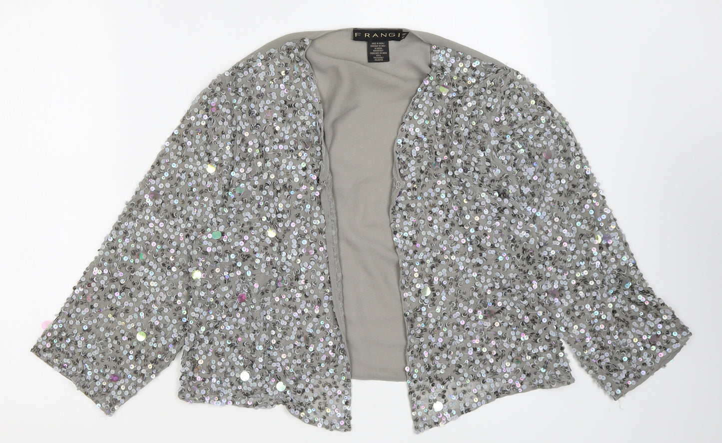 Frangi Womens Grey V-Neck Polyester Cardigan Jumper One Size