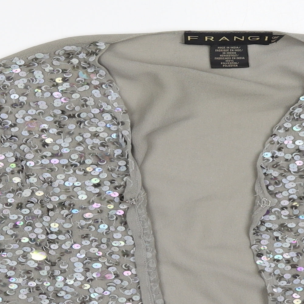 Frangi Womens Grey V-Neck Polyester Cardigan Jumper One Size