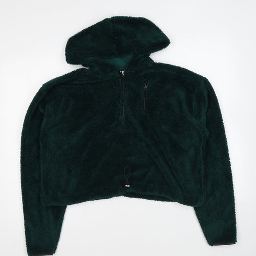 Topshop Womens Green Polyester Pullover Hoodie Size 6 Zip