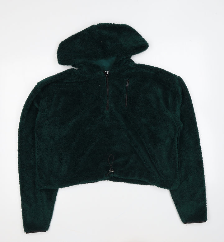 Topshop Womens Green Polyester Pullover Hoodie Size 6 Zip