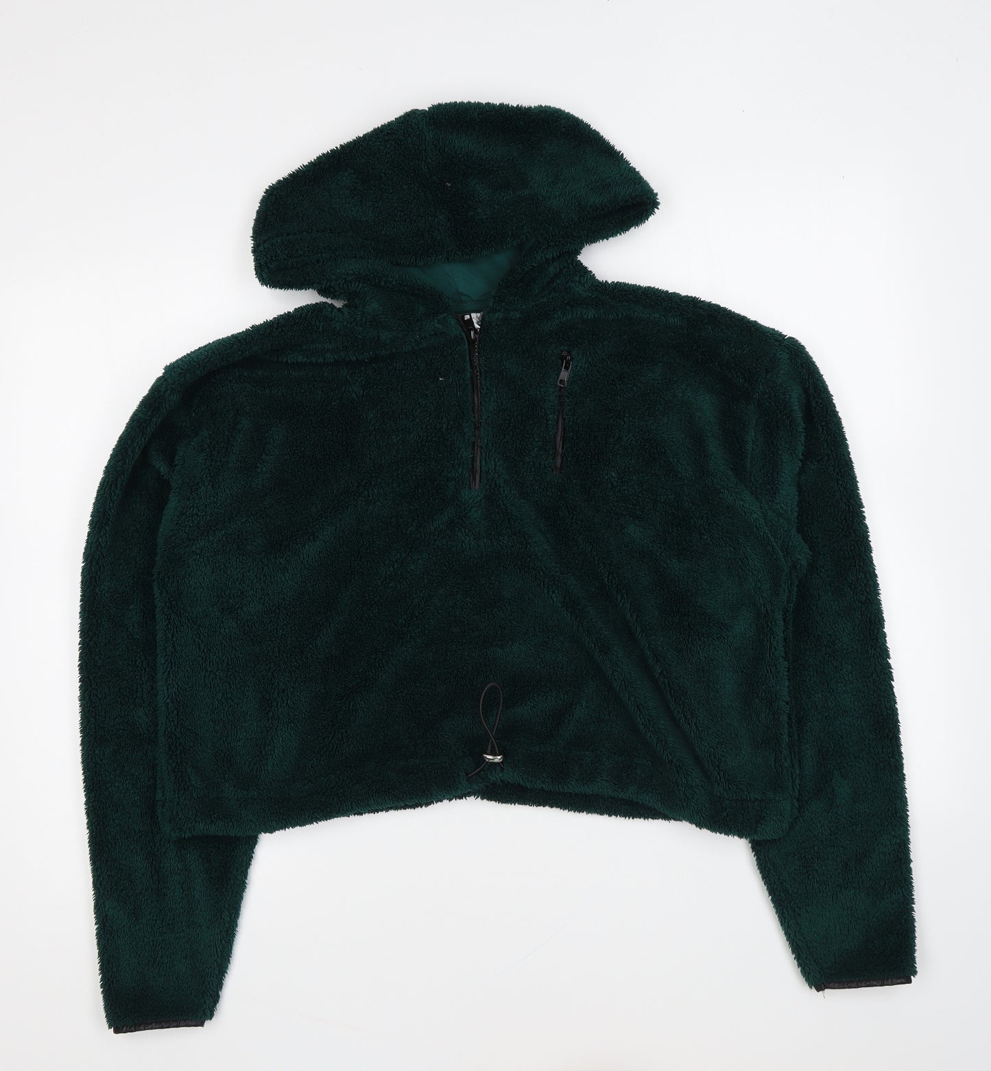 Topshop Womens Green Polyester Pullover Hoodie Size 6 Zip