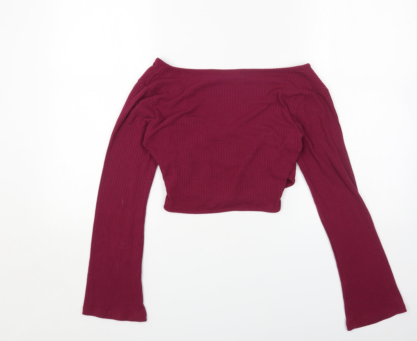 TALA Womens Purple Polyester Cropped T-Shirt Size M Scoop Neck