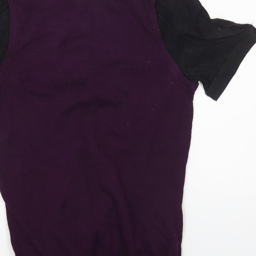 NEXT Womens Purple Cotton Basic Button-Up Size 8 High Neck