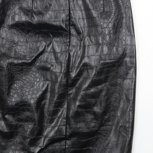 Nakd Womens Black Polyester Straight & Pencil Skirt Size 34 in Zip - Croc Texture
