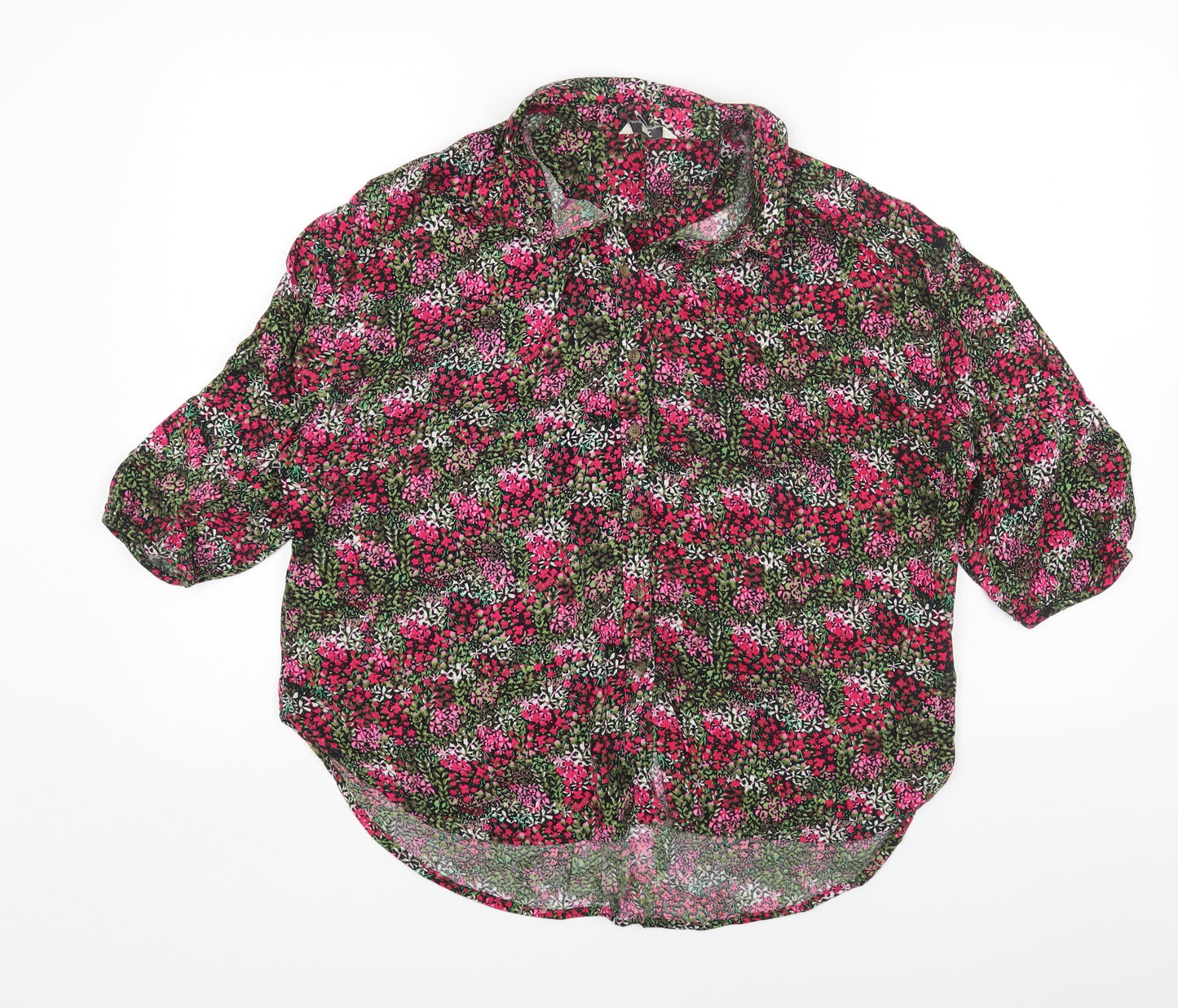 NEXT Womens Multicoloured Fair Isle Viscose Basic Button-Up Size 12 Collared