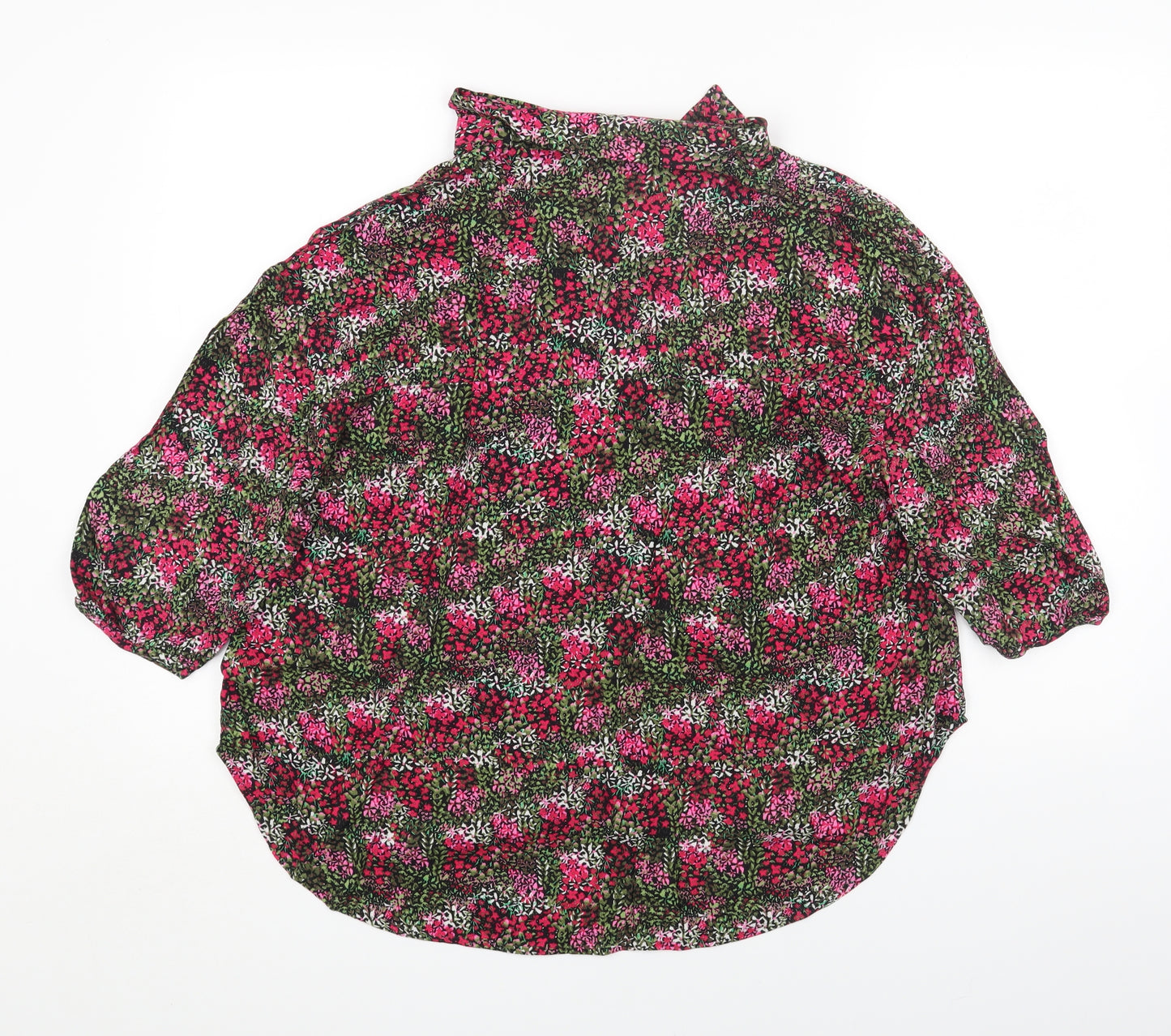 NEXT Womens Multicoloured Fair Isle Viscose Basic Button-Up Size 12 Collared