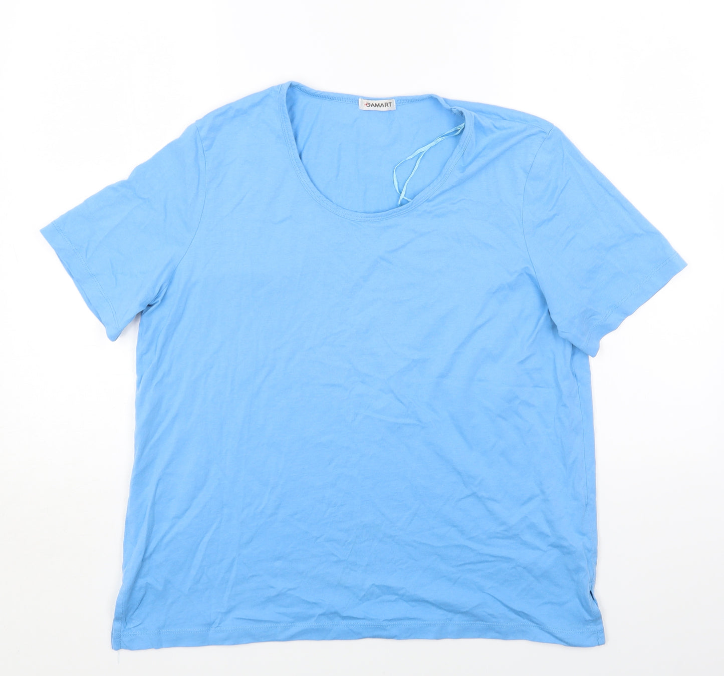 Damart Womens Blue Cotton Basic T-Shirt Size 18 Round Neck