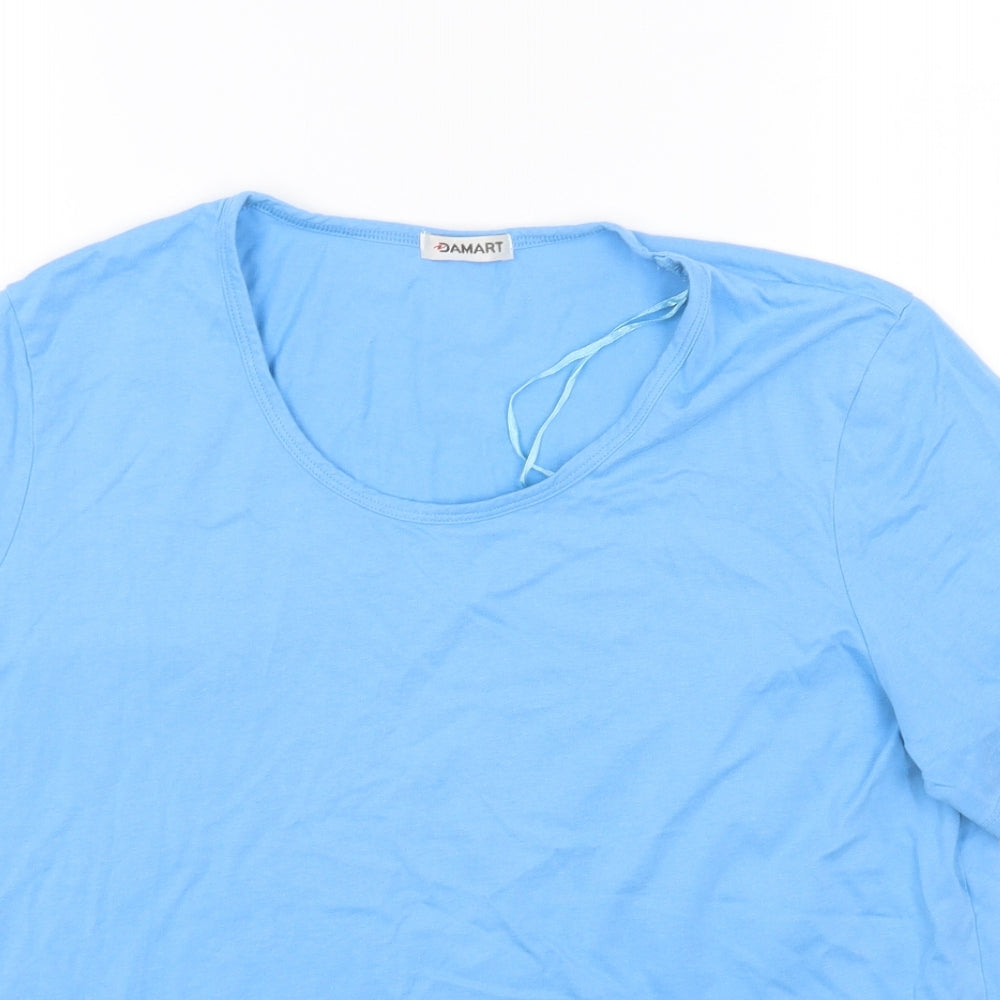 Damart Womens Blue Cotton Basic T-Shirt Size 18 Round Neck