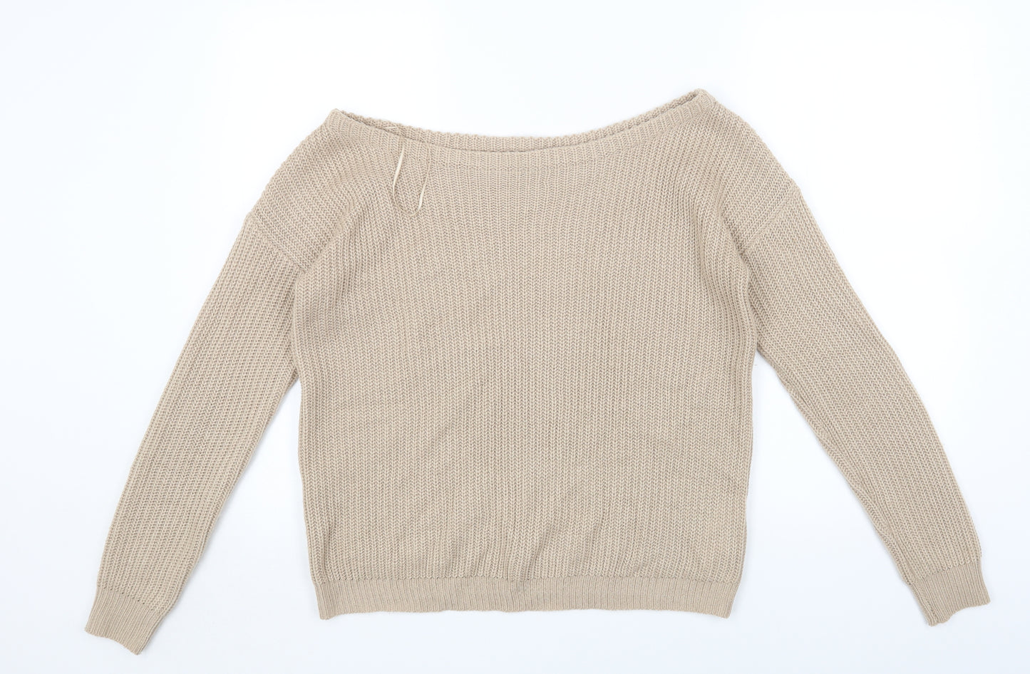 Missguided Womens Beige Round Neck Acrylic Pullover Jumper Size S