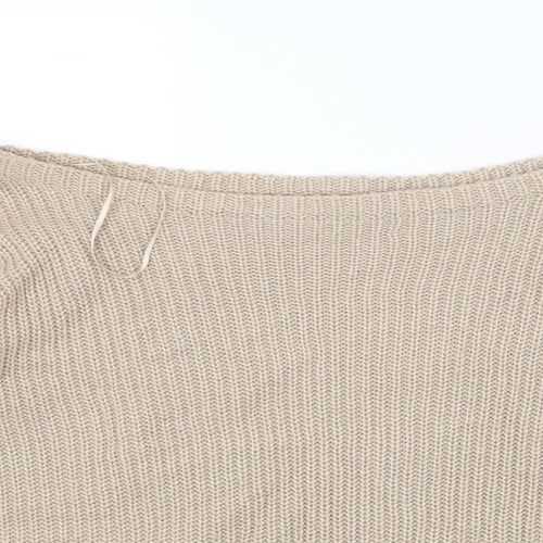 Missguided Womens Beige Round Neck Acrylic Pullover Jumper Size S