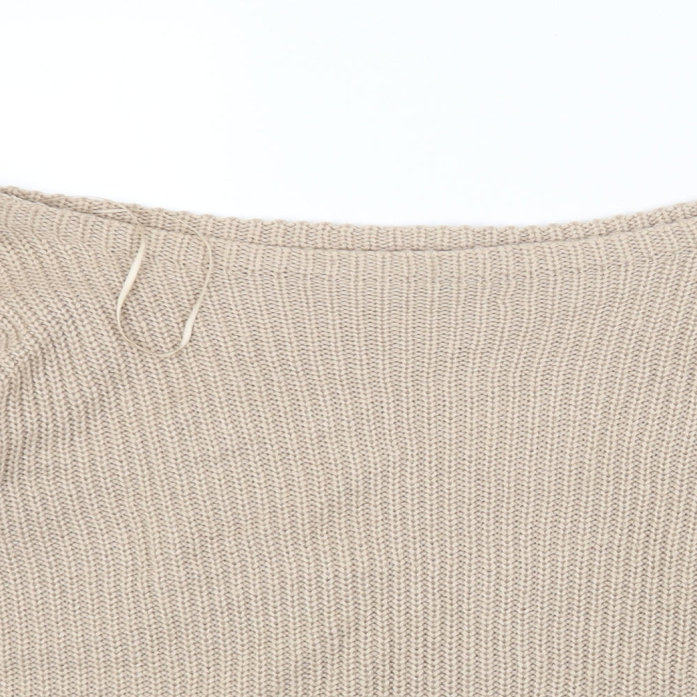 Missguided Womens Beige Round Neck Acrylic Pullover Jumper Size S