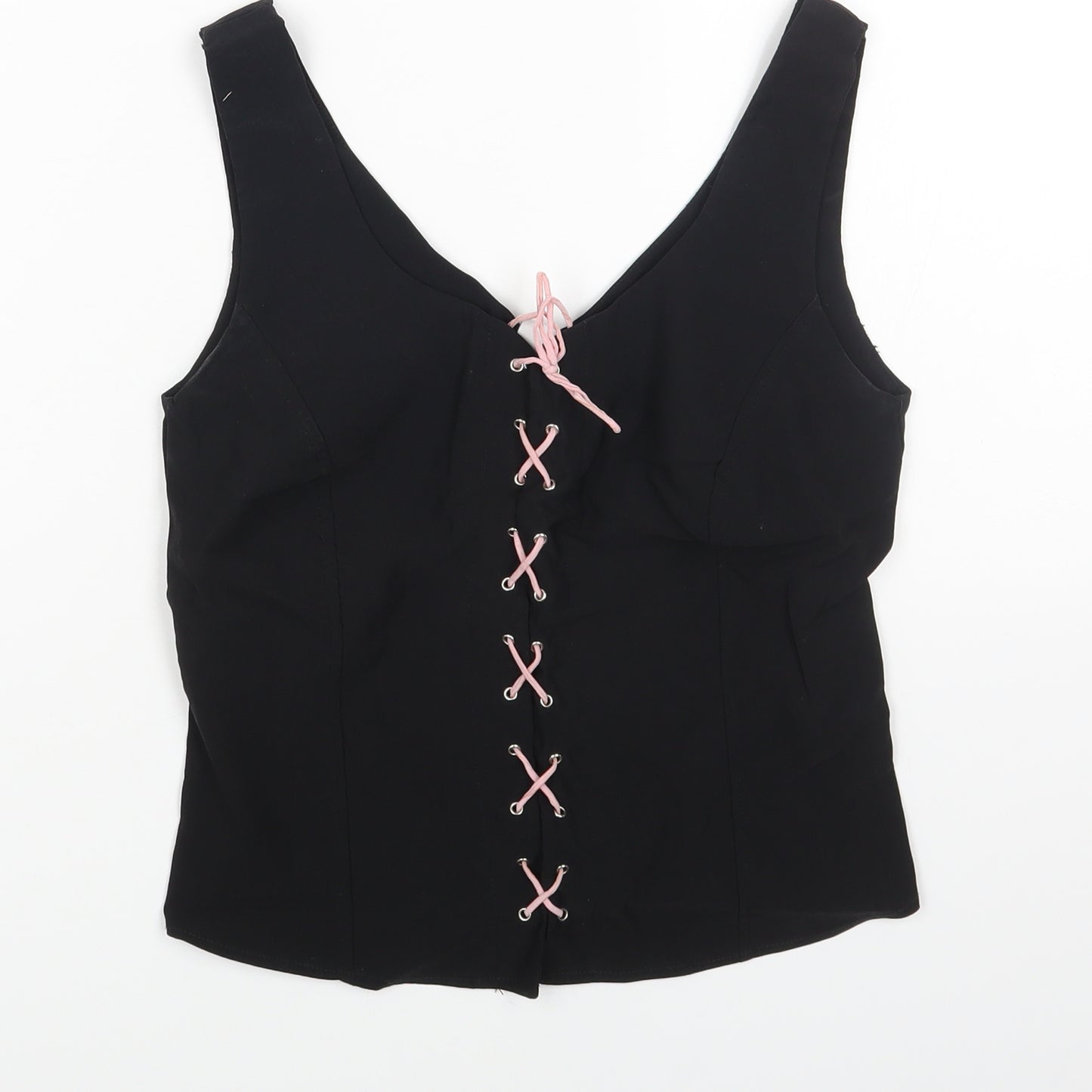 Etam Womens Black Viscose Camisole Tank Size 12 V-Neck