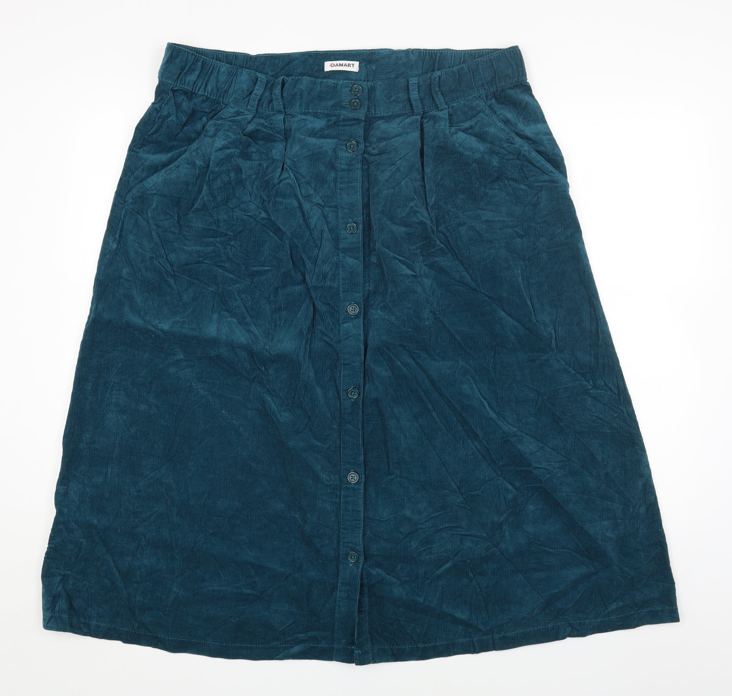 Damart Womens Blue Cotton A-Line Skirt Size 20 Button