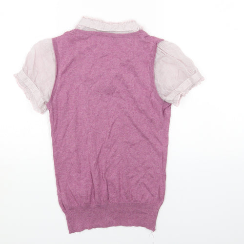 NEXT Womens Purple Cotton Basic Blouse Size 10 Collared