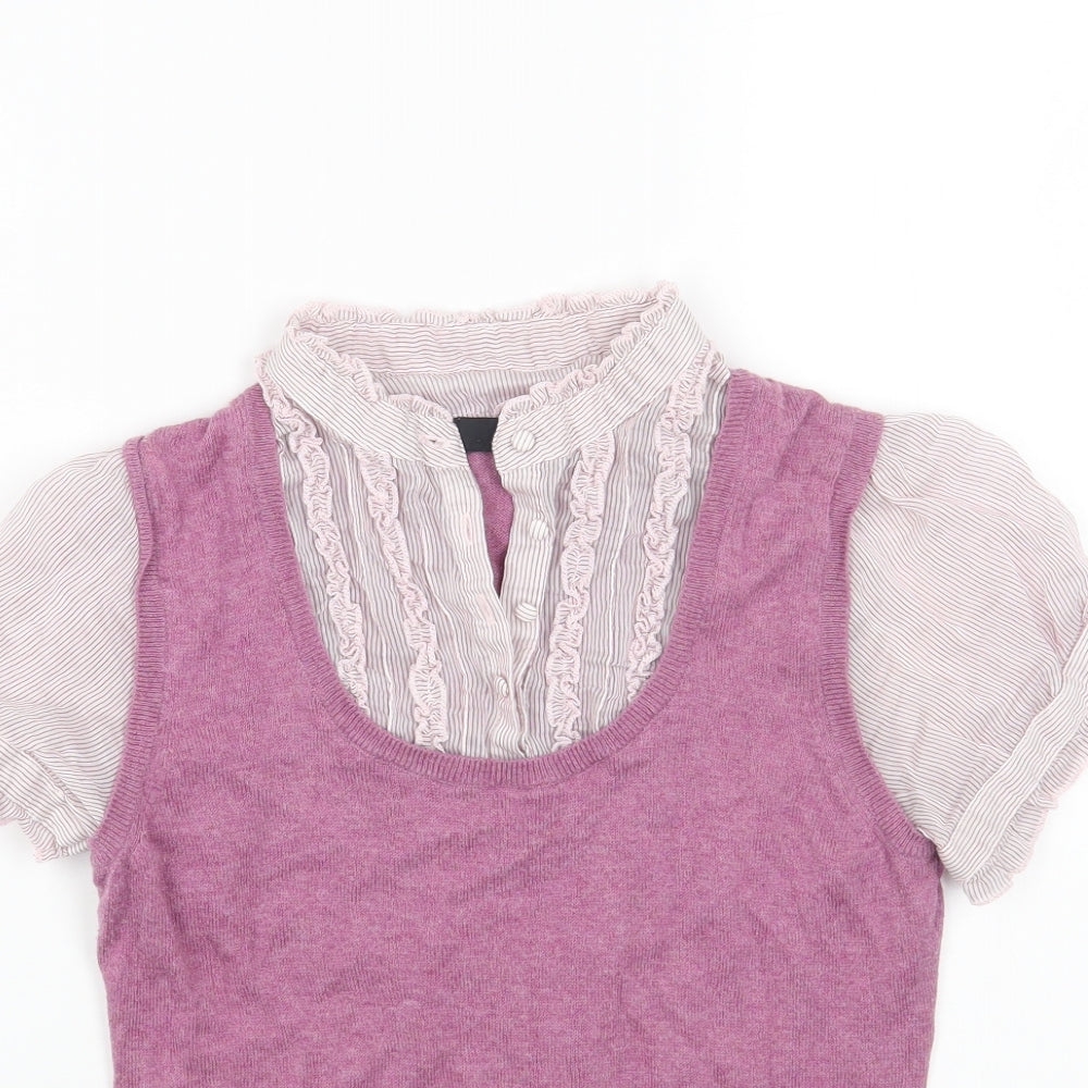NEXT Womens Purple Cotton Basic Blouse Size 10 Collared