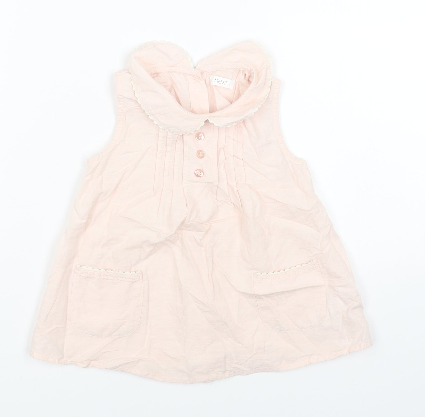 NEXT Girls Pink Cotton A-Line Size 3 Years Collared Button