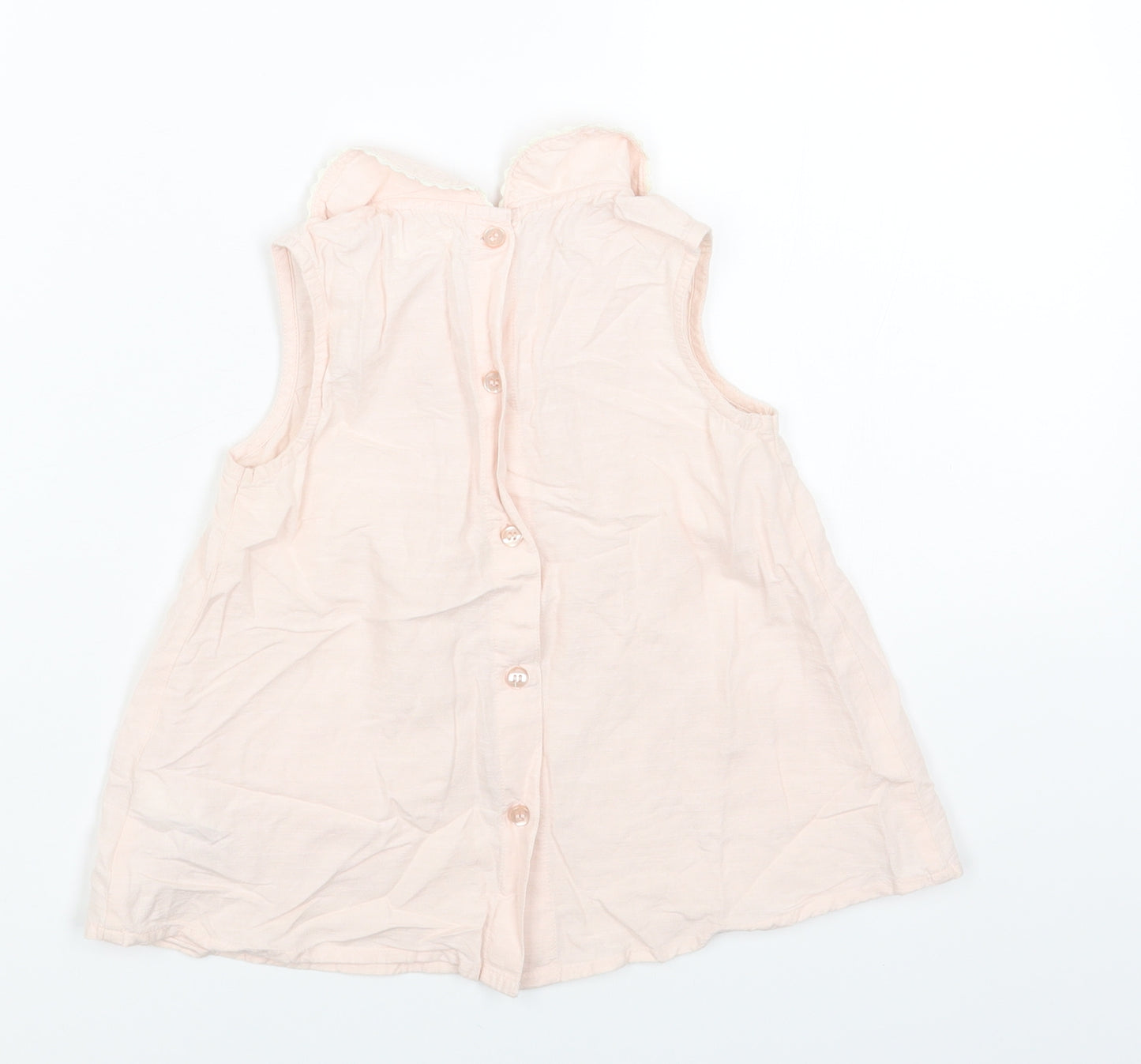 NEXT Girls Pink Cotton A-Line Size 3 Years Collared Button