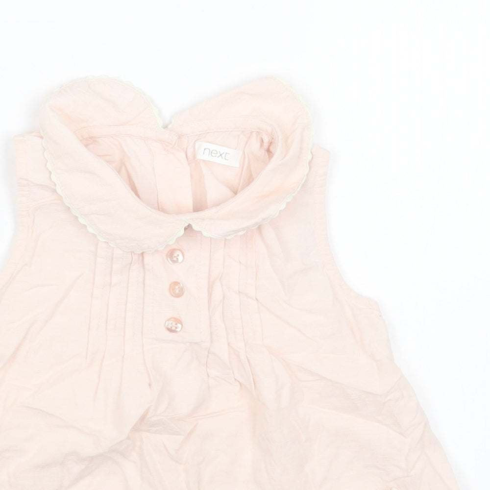 NEXT Girls Pink Cotton A-Line Size 3 Years Collared Button