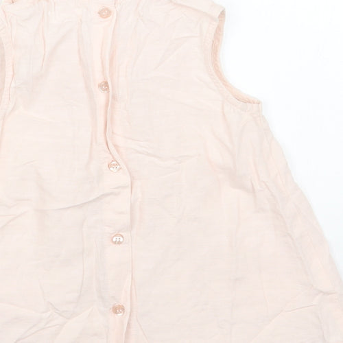 NEXT Girls Pink Cotton A-Line Size 3 Years Collared Button