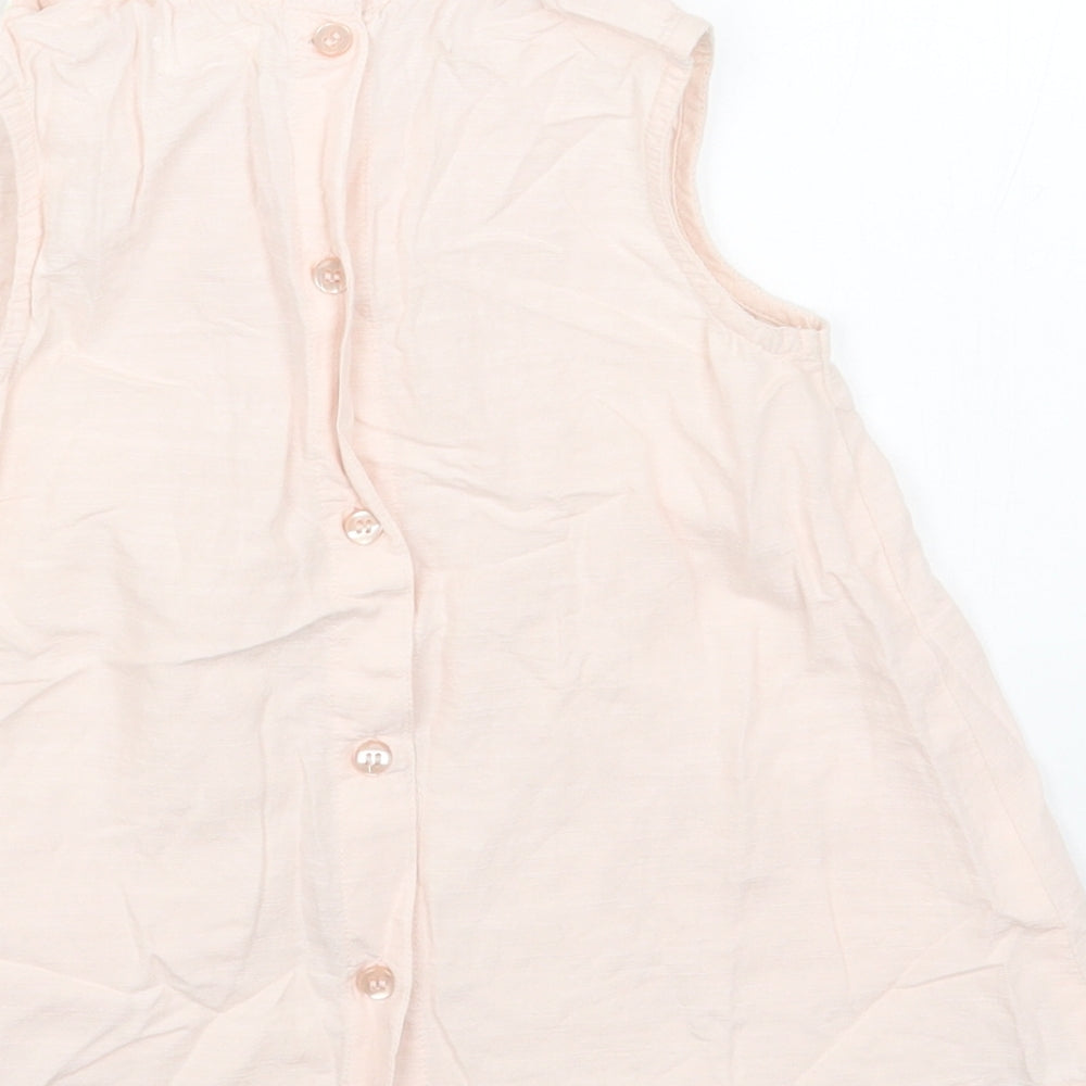 NEXT Girls Pink Cotton A-Line Size 3 Years Collared Button
