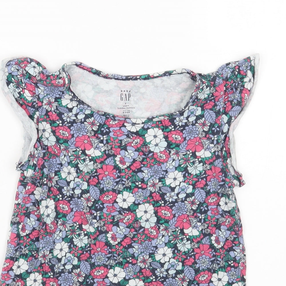 Gap Girls Multicoloured Floral Cotton Mermaid Size 5 Years Round Neck Pullover