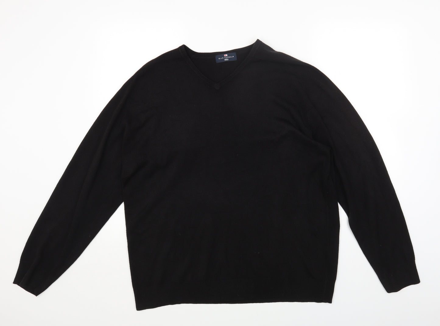 Marks and Spencer Mens Black Crew Neck Acrylic Pullover Jumper Size XL