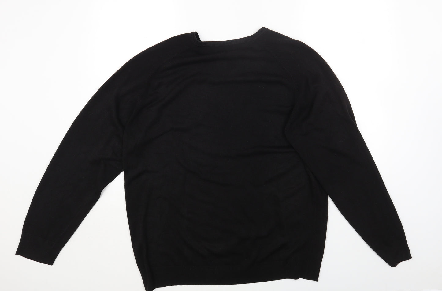 Marks and Spencer Mens Black Crew Neck Acrylic Pullover Jumper Size XL