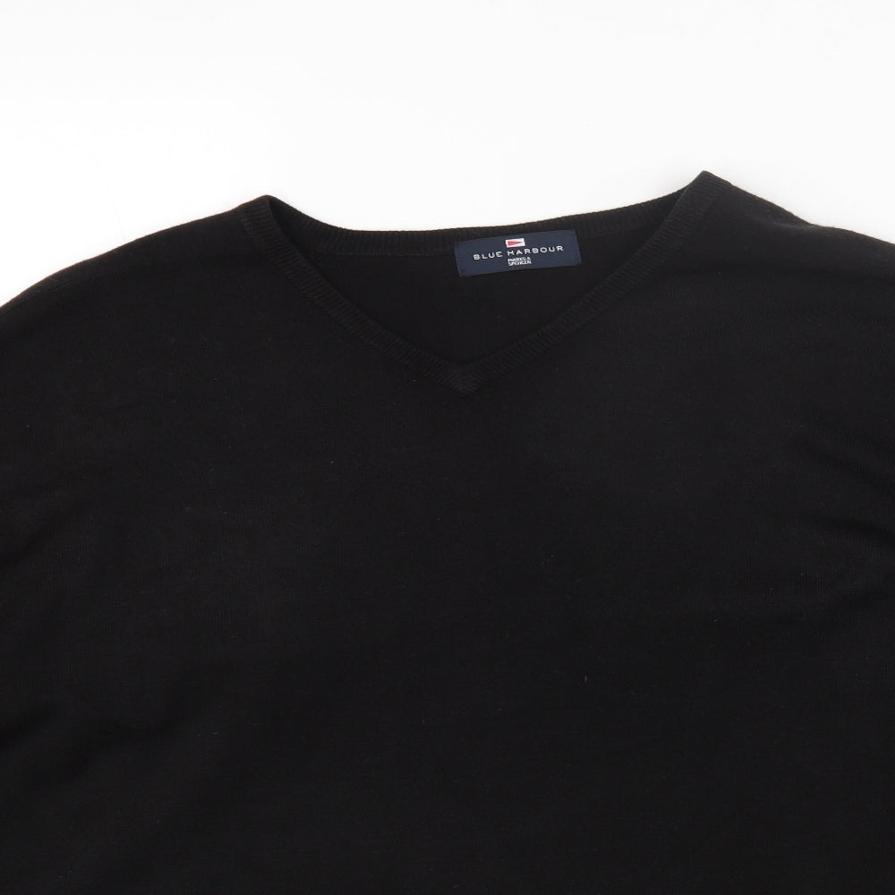 Marks and Spencer Mens Black Crew Neck Acrylic Pullover Jumper Size XL