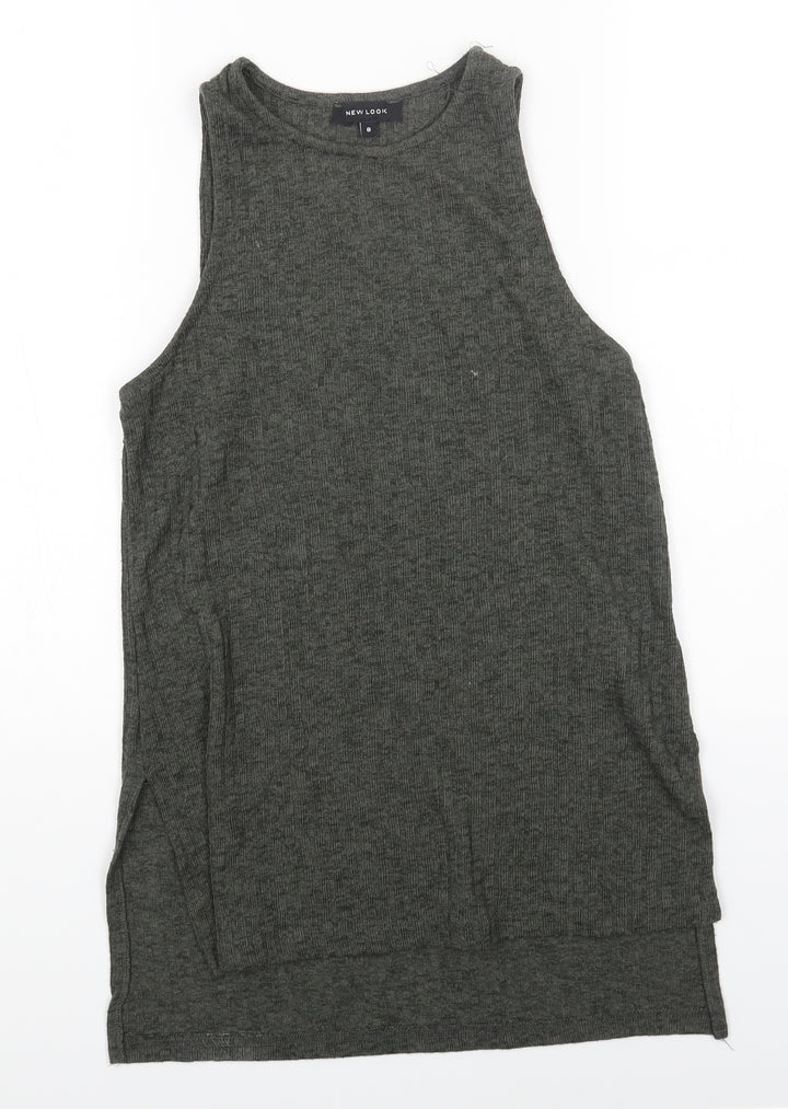 New Look Womens Green Polyester Camisole T-Shirt Size 8 Round Neck