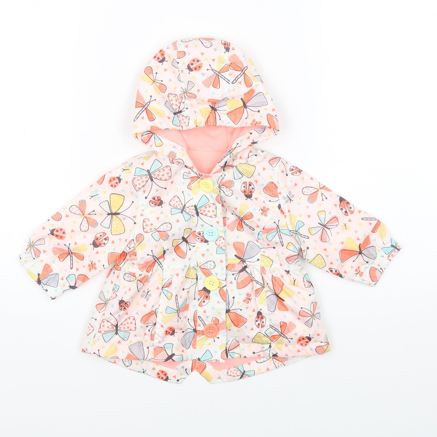 Nutmeg Baby White Geometric Rain Coat Coat Size 0-3 Months Button