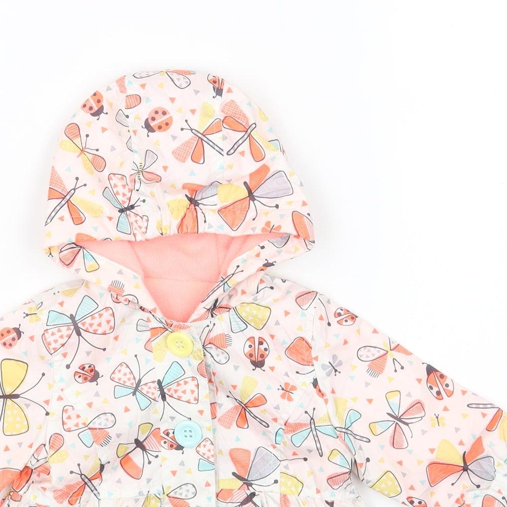 Nutmeg Baby White Geometric Rain Coat Coat Size 0-3 Months Button