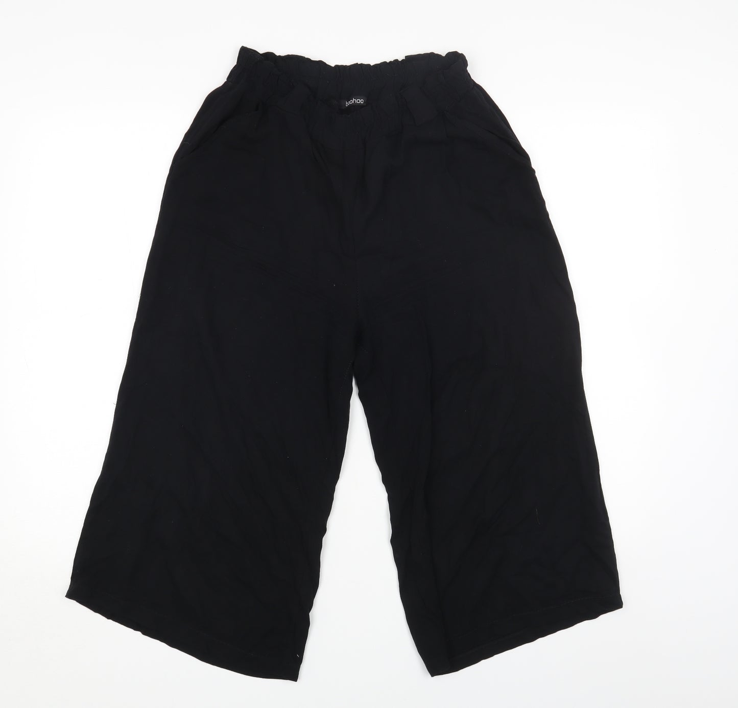 Boohoo Womens Black Viscose Cropped Leggings Size 10