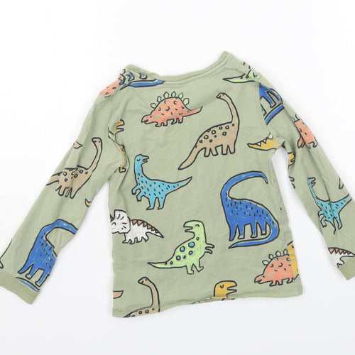 Marks and Spencer Boys Green Geometric Cotton Pullover T-Shirt Size 3-4 Years Round Neck Pullover - Dinosaur Print