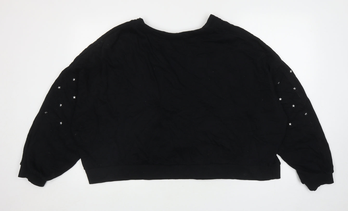 Simply Be Womens Black V-Neck Cotton Cardigan Jumper Size 26 - Stars