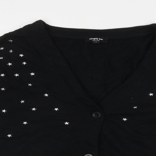 Simply Be Womens Black V-Neck Cotton Cardigan Jumper Size 26 - Stars