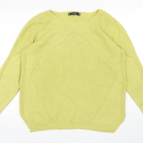 Principles Womens Green Boat Neck Acrylic Pullover Jumper Size 18