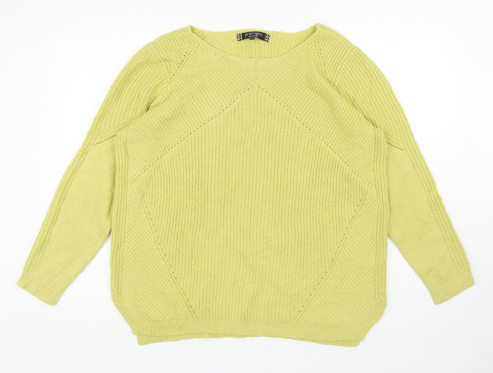 Principles Womens Green Boat Neck Acrylic Pullover Jumper Size 18