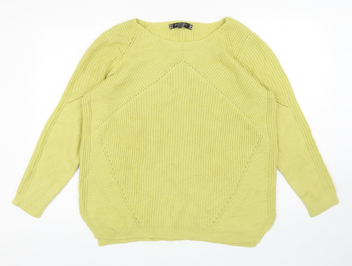 Principles Womens Green Boat Neck Acrylic Pullover Jumper Size 18