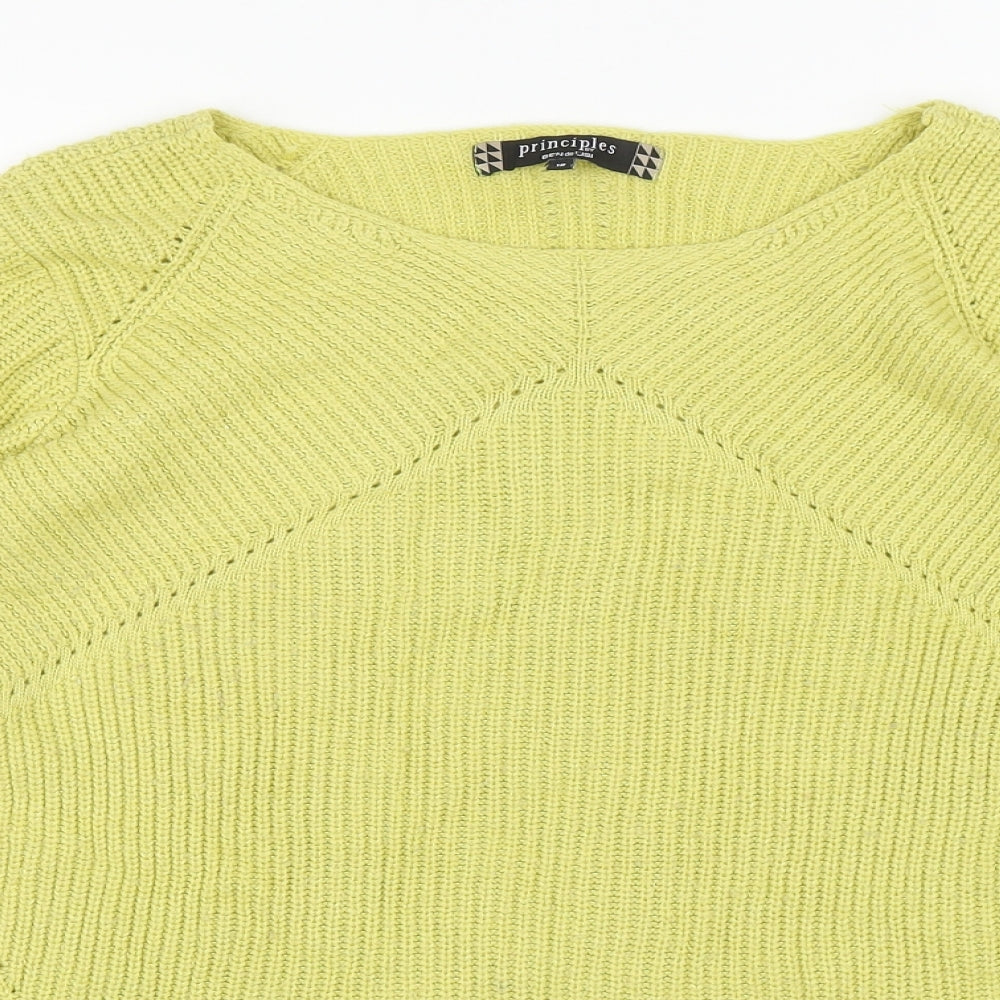 Principles Womens Green Boat Neck Acrylic Pullover Jumper Size 18