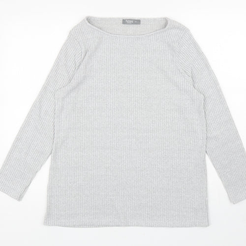 Nutmeg Womens Grey Boat Neck Polyester Pullover Jumper Size 14