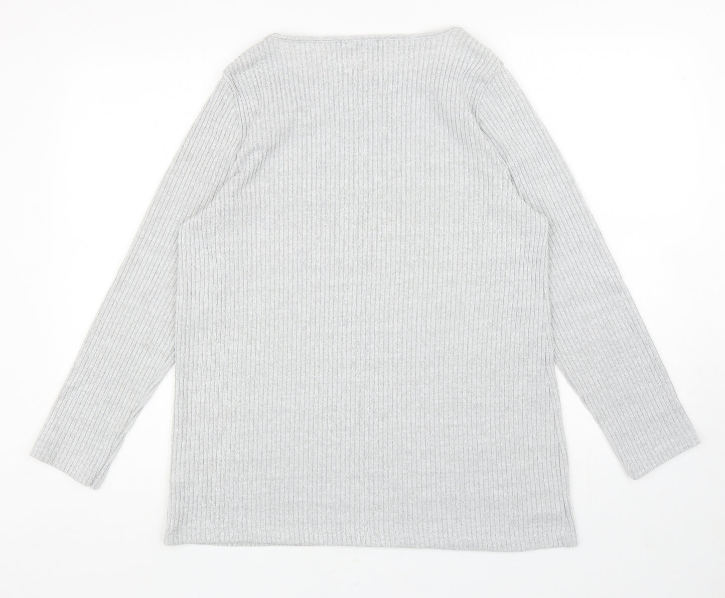 Nutmeg Womens Grey Boat Neck Polyester Pullover Jumper Size 14