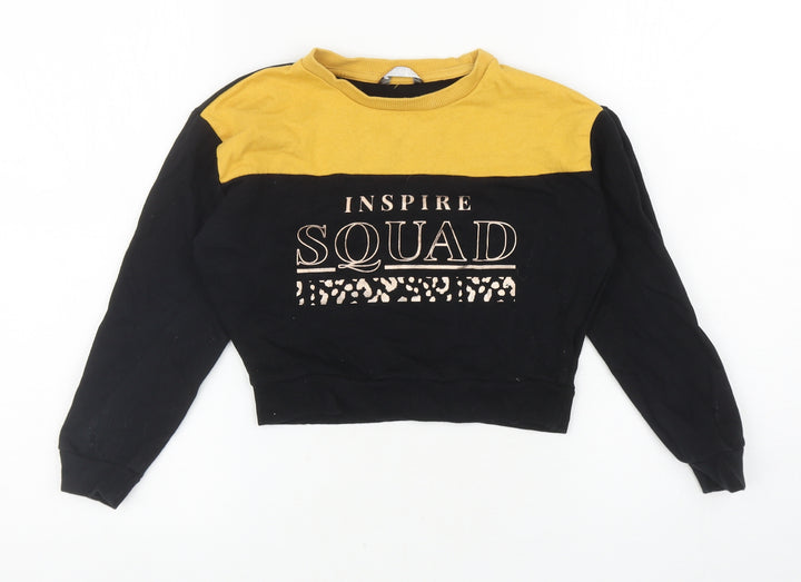 PEP Girls Black Colourblock Cotton Pullover Sweatshirt Size 7-8 Years Pullover - Inspire