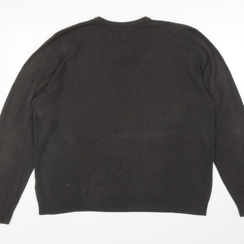Blue Harbour Mens Brown V-Neck Acrylic Pullover Jumper Size XL