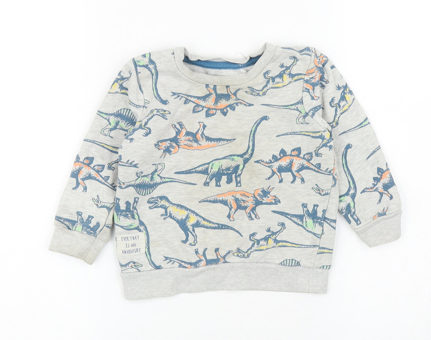 Nutmeg Boys Grey Cotton Pullover Jumper Size 12-18 Months Pullover - Dinosaurs