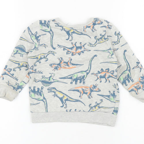 Nutmeg Boys Grey Cotton Pullover Jumper Size 12-18 Months Pullover - Dinosaurs