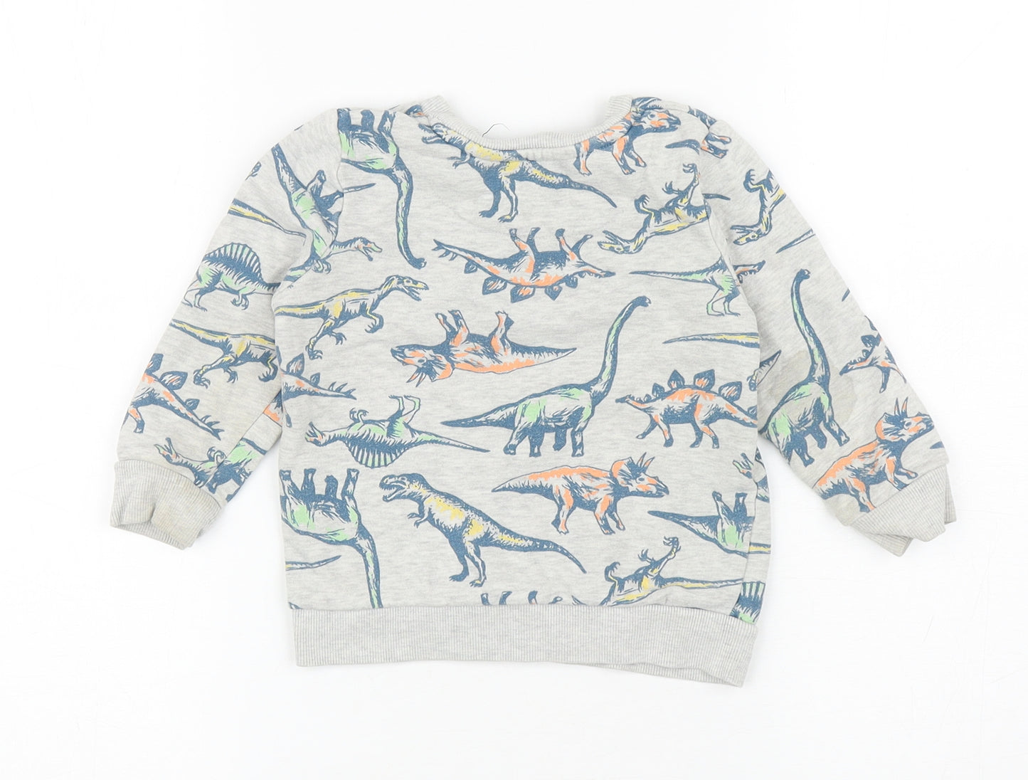 Nutmeg Boys Grey Cotton Pullover Jumper Size 12-18 Months Pullover - Dinosaurs