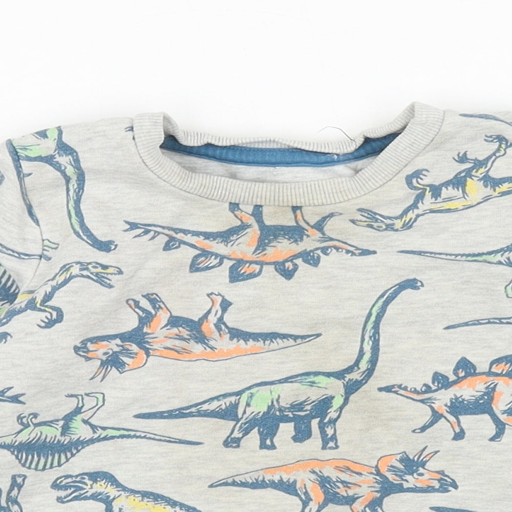 Nutmeg Boys Grey Cotton Pullover Jumper Size 12-18 Months Pullover - Dinosaurs