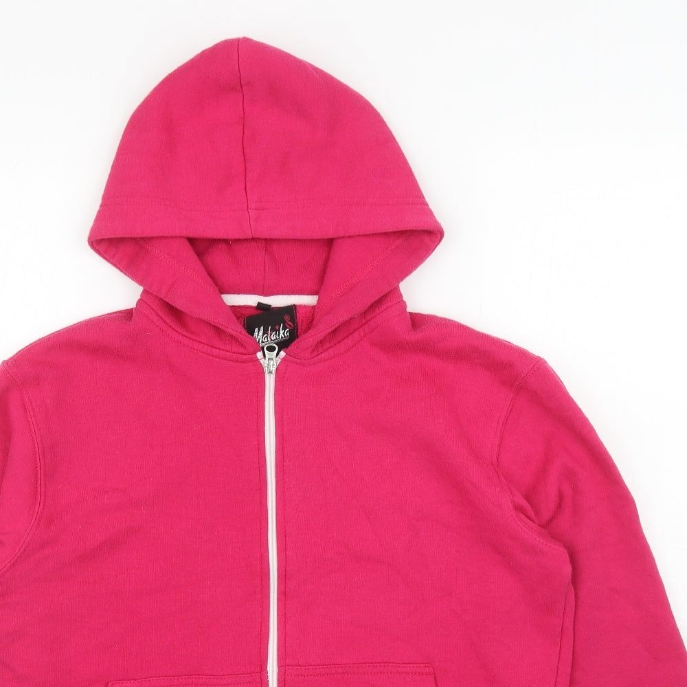 Malaika Womens Pink Cotton Full Zip Hoodie Size XL Zip