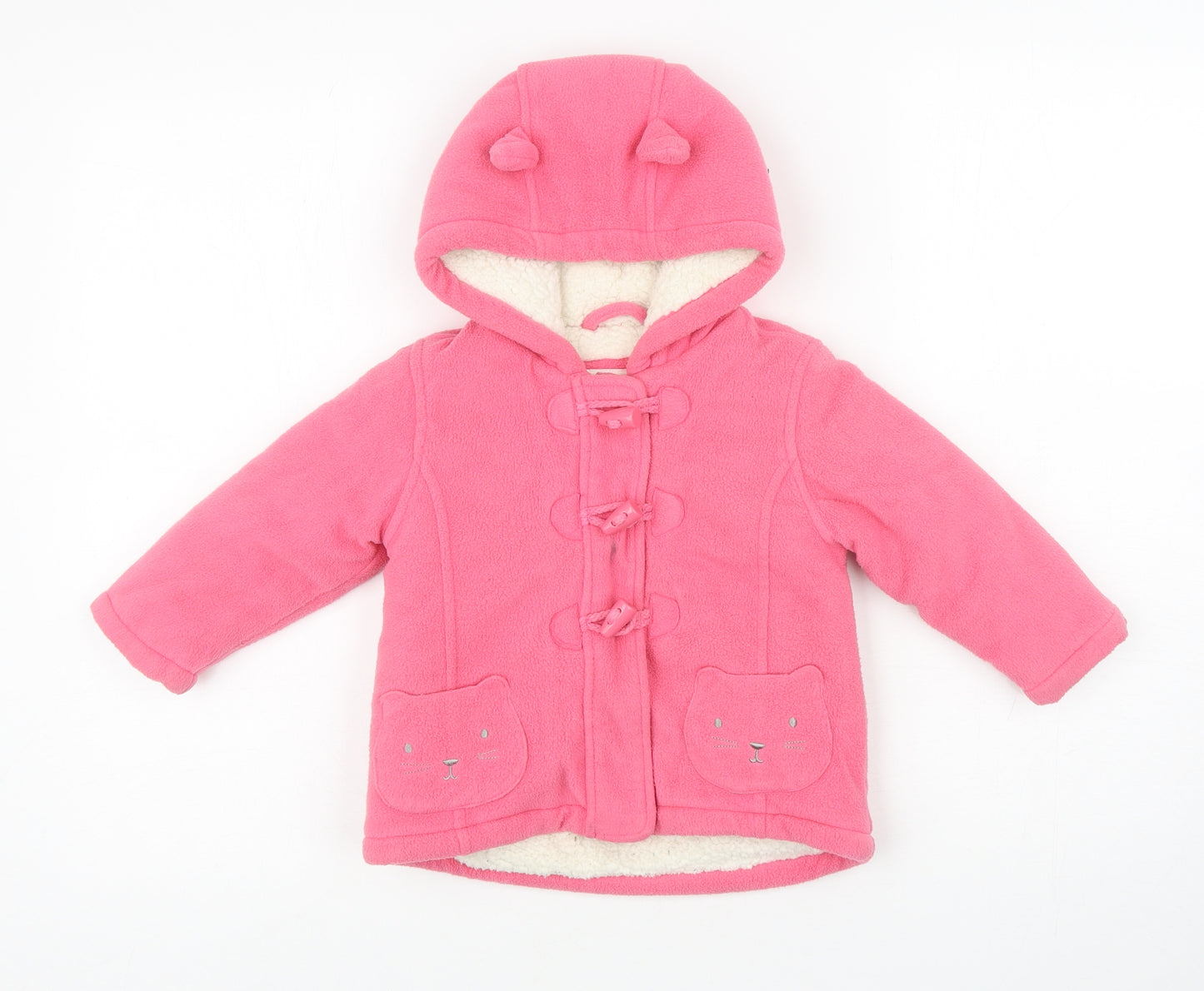 BlueZoo Girls Pink Jacket Size 12-18 Months Zip - Cats